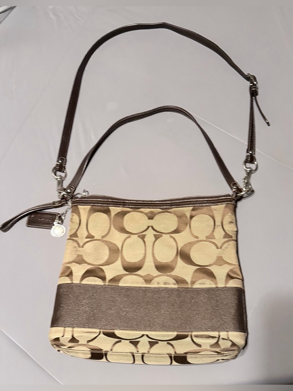 Coach Vintage Beige & Brown Signature Canvas Crossbody Bag - Picture 14 of 14